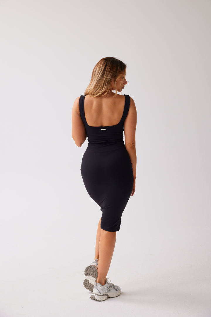 Slip Midi Dress 'Spontaneous Plans' - Midnight Black