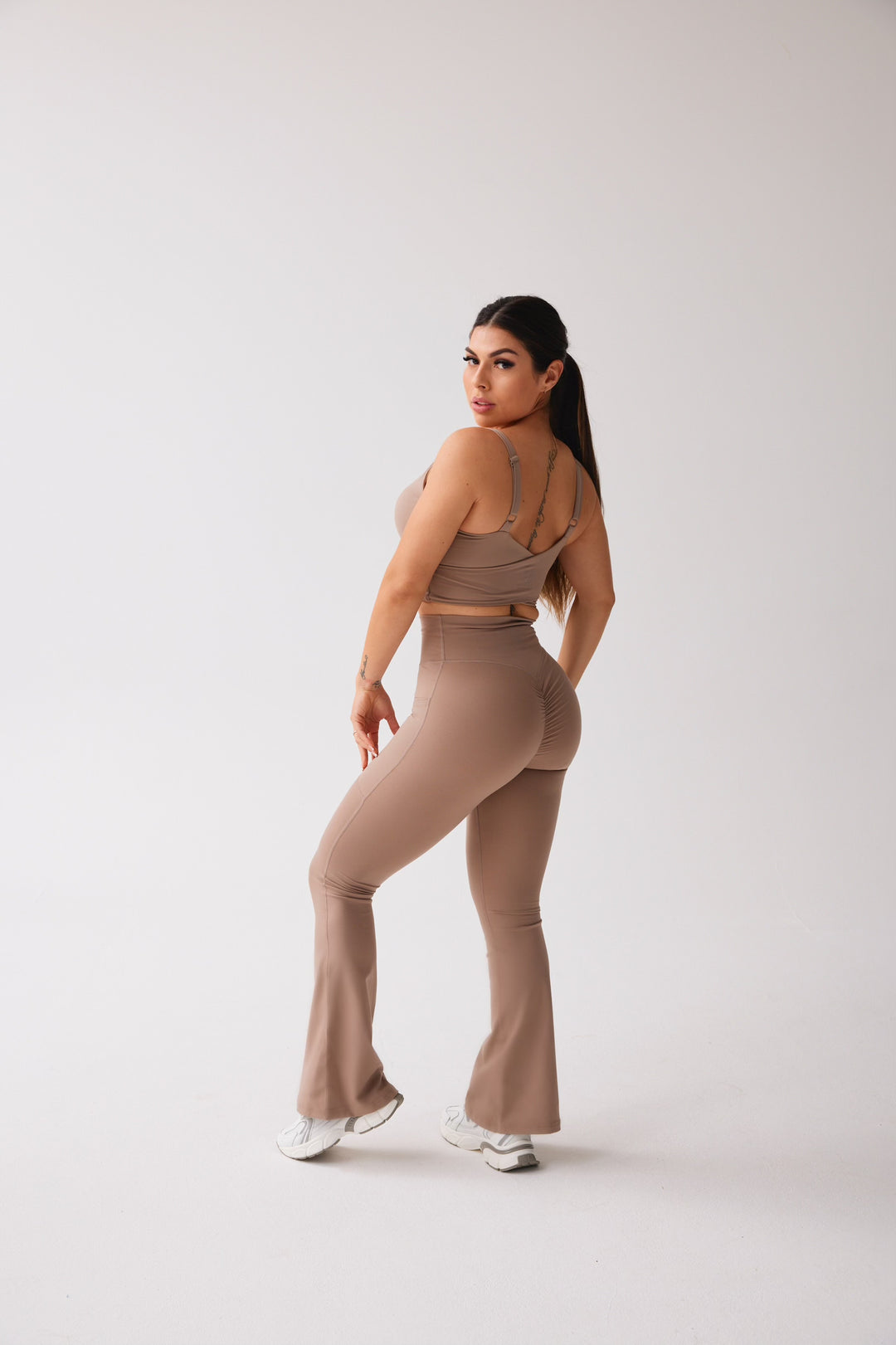 Flared Leggings 'Flaunt And Flow' - Desert Taupe