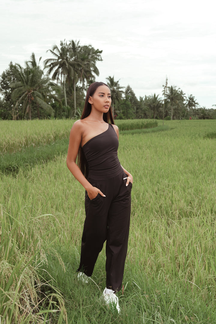 Wide-leg relaxed straight pants 'Always In Motion' - Midnight Black