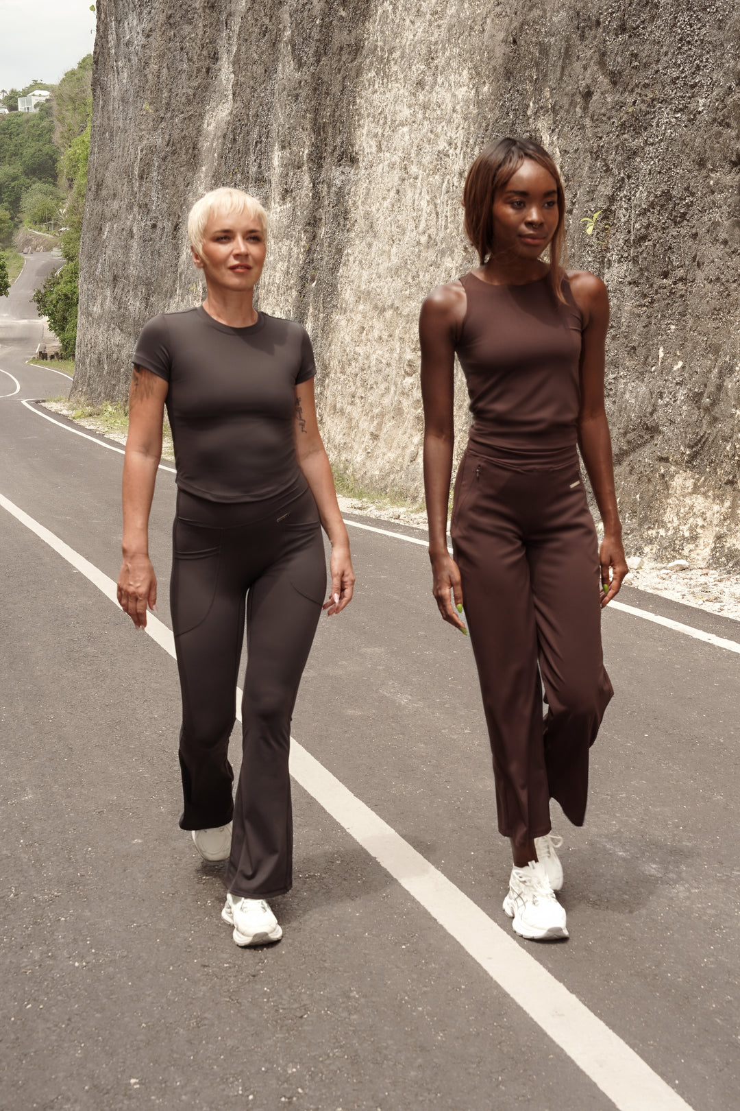 Flared Leggings (NO scrunch) 'Set The Barre' - Volcanic Ash (MEDIUM-LONG length)