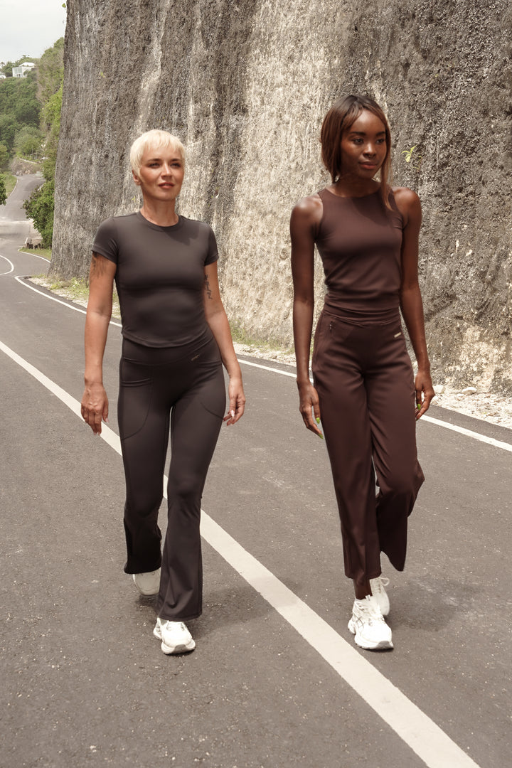 Flared Leggings (NO scrunch) 'Set The Barre' - Volcanic Ash (MEDIUM-LONG length)